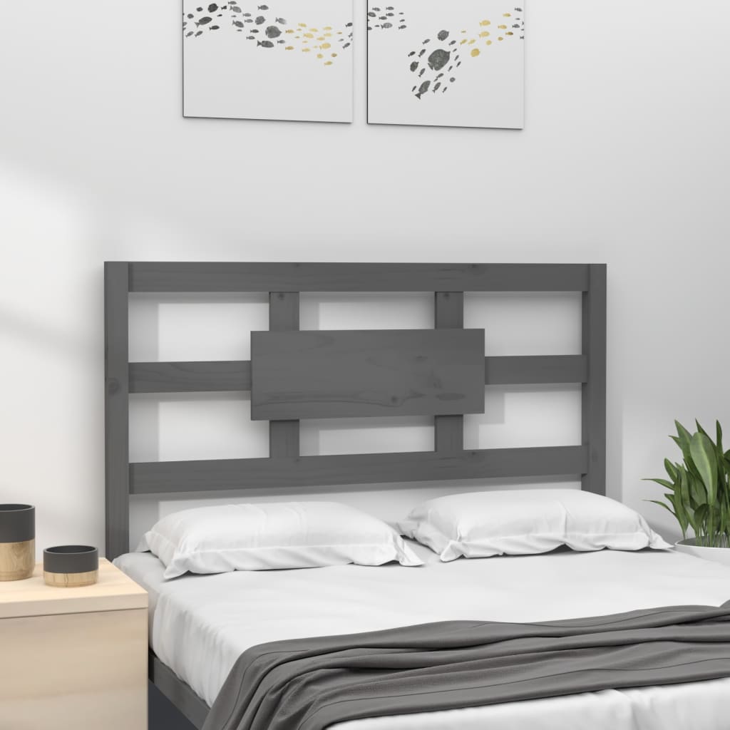 Bed Headboard Grey 105.5x4x100 cm Solid Wood Pine