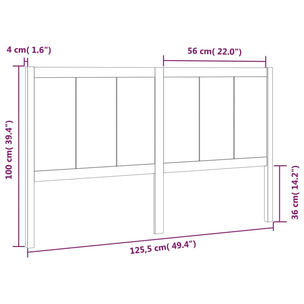 Bed Headboard 125.5x4x100 cm Solid Pine Wood