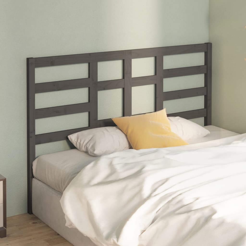 Bed Headboard Grey 146x4x104 cm Solid Wood Pine