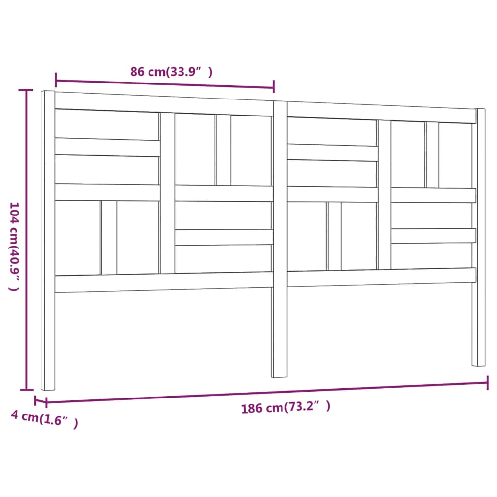 Bed Headboard 186x4x104 cm Solid Wood Pine