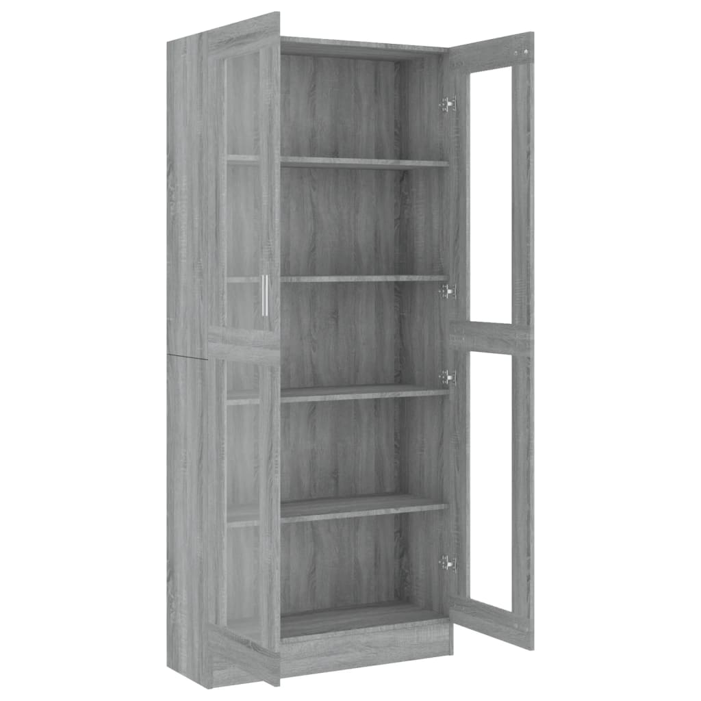 Vitrine Cabinet Grey Sonoma 82.5x30.5x185 cm Engineered Wood