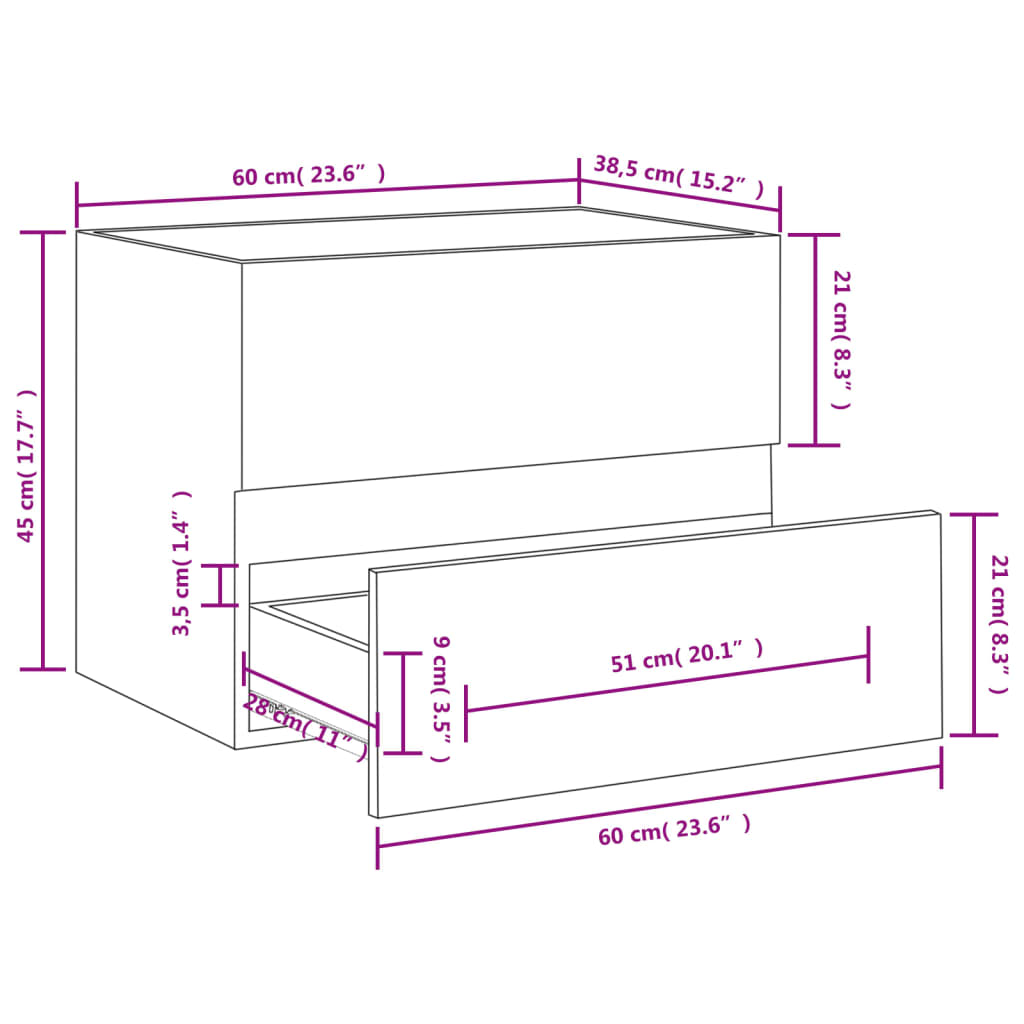 Sink Cabinet Grey Sonoma 60x38.5x45 cm Engineered Wood