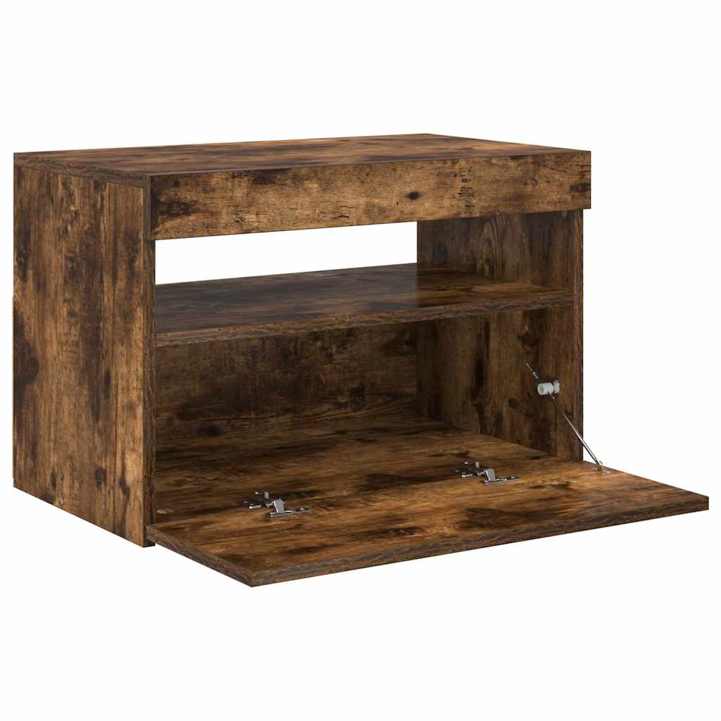 TV Cabinet with LED Lights Smoked Oak 60x35x40 cm