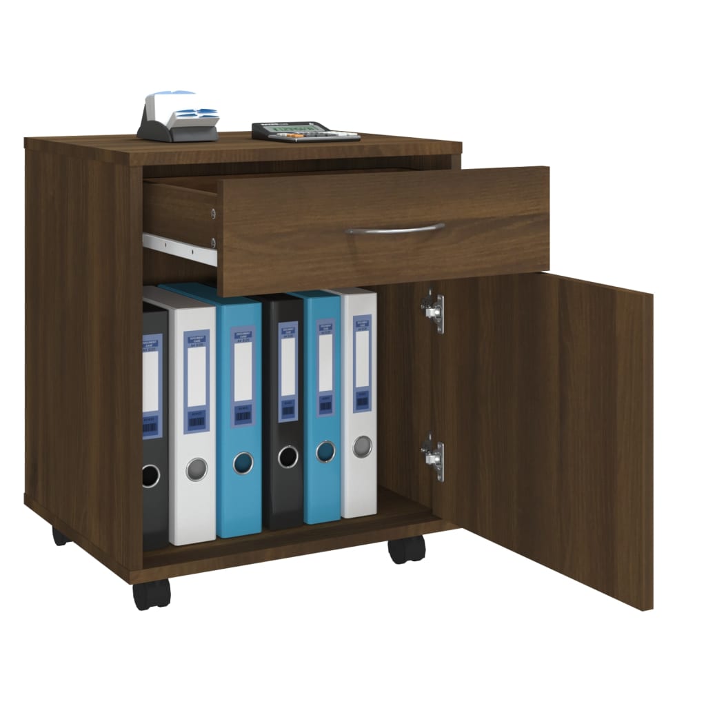 Rolling Cabinet Brown Oak 45x38x54 cm Engineered Wood