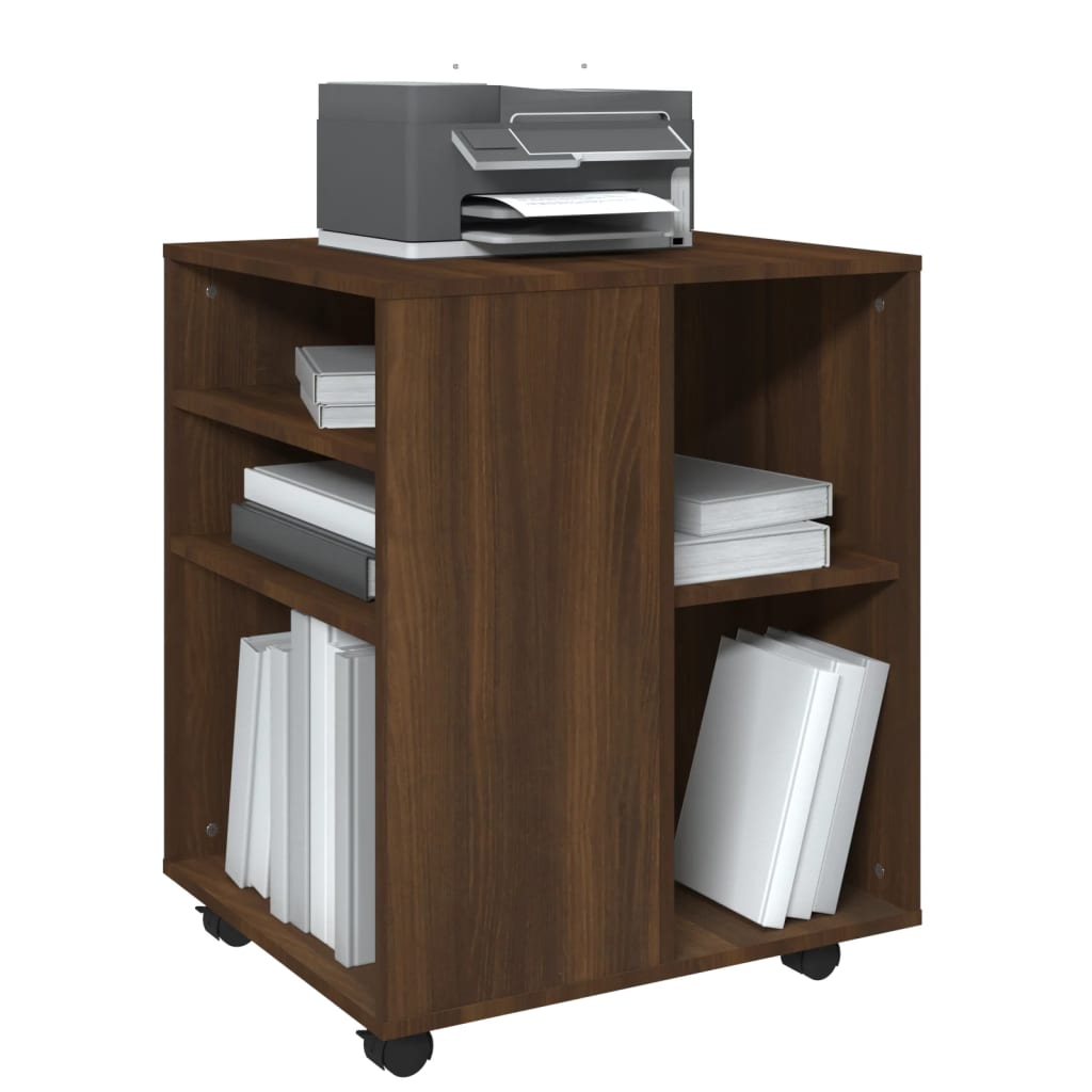 Rolling Cabinet Brown Oak 60x53x72 cm Engineered Wood