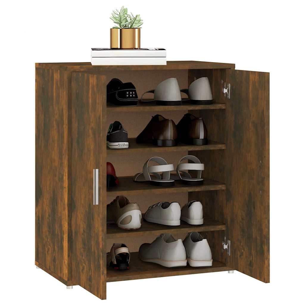 Shoe Cabinet Smoked Oak 60x35x70 cm Engineered Wood