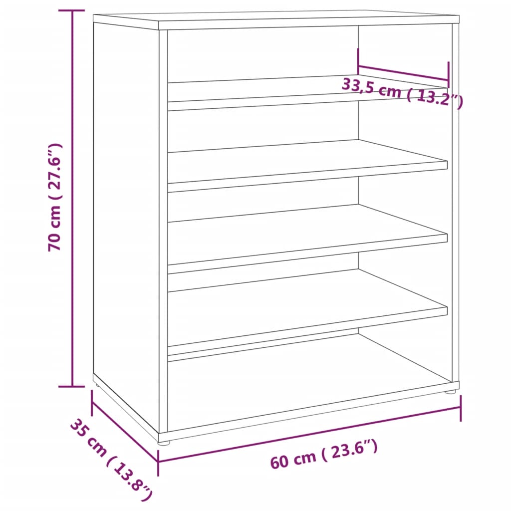Shoe Cabinet Brown Oak 60x35x70 cm Engineered Wood
