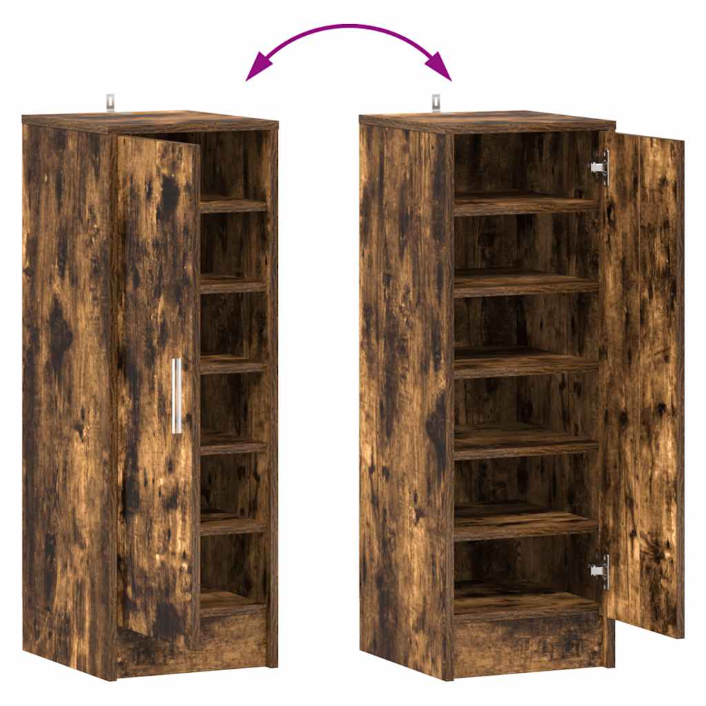 Shoe Cabinet Smoked Oak 32x35x92 cm Engineered Wood