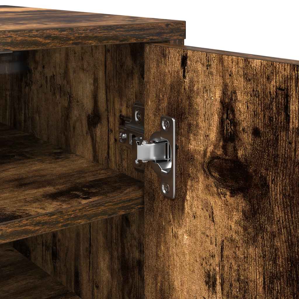 Shoe Cabinet Smoked Oak 32x35x92 cm Engineered Wood