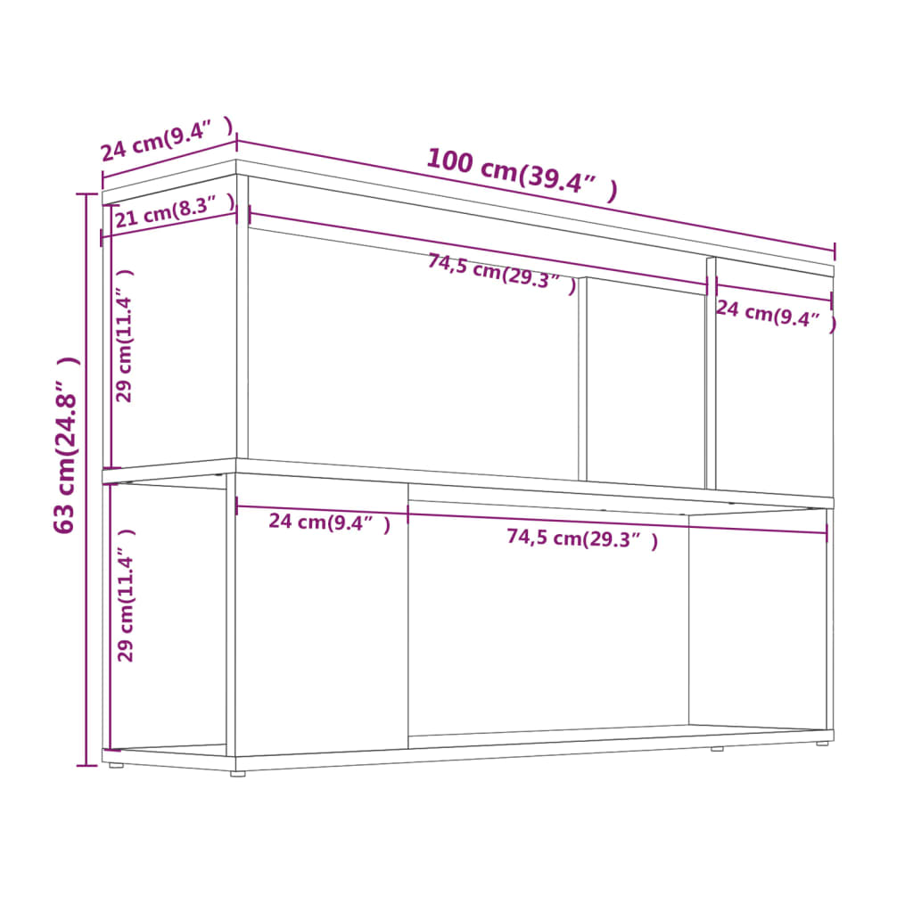 Book Cabinet Grey Sonoma 100x24x63 cm Engineered Wood