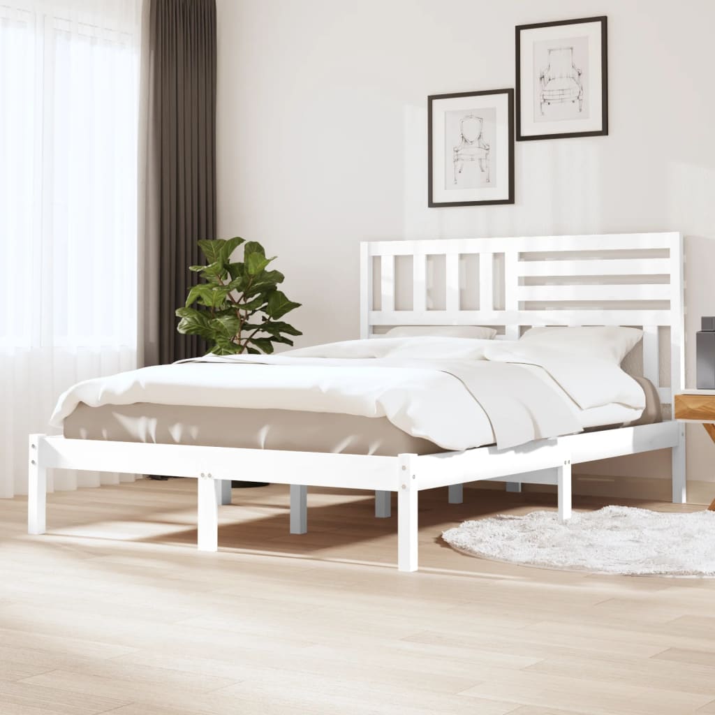 Bed Frame without Mattress White 120x190 cm Small Double Solid Wood Pine