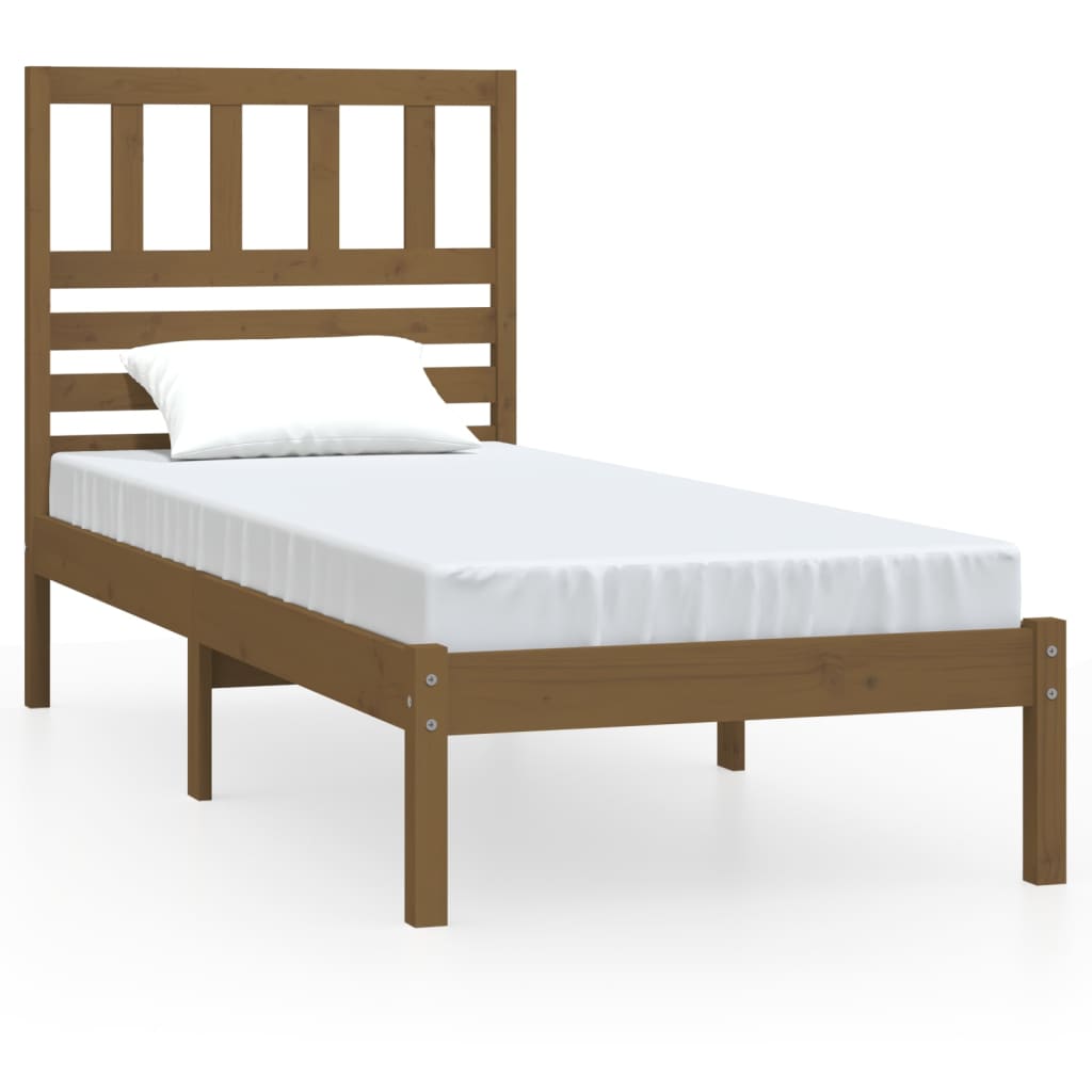 Bed Frame without Mattress Honey Brown Solid Wood Pine 100x200 cm