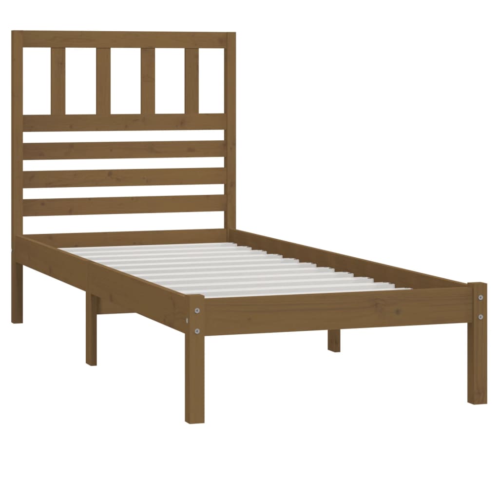 Bed Frame without Mattress Honey Brown Solid Wood Pine 100x200 cm