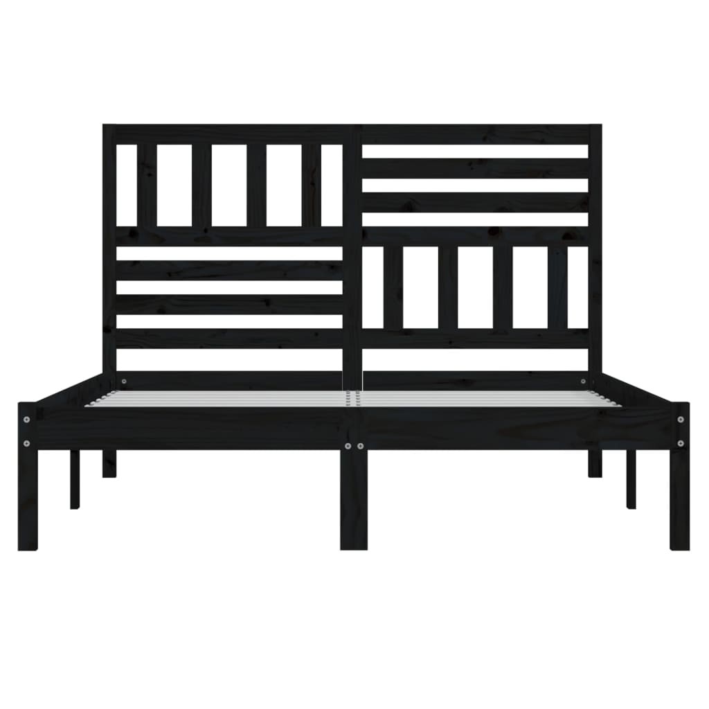 Bed Frame without Mattress Black 150x200 cm King Size  Solid Wood Pine