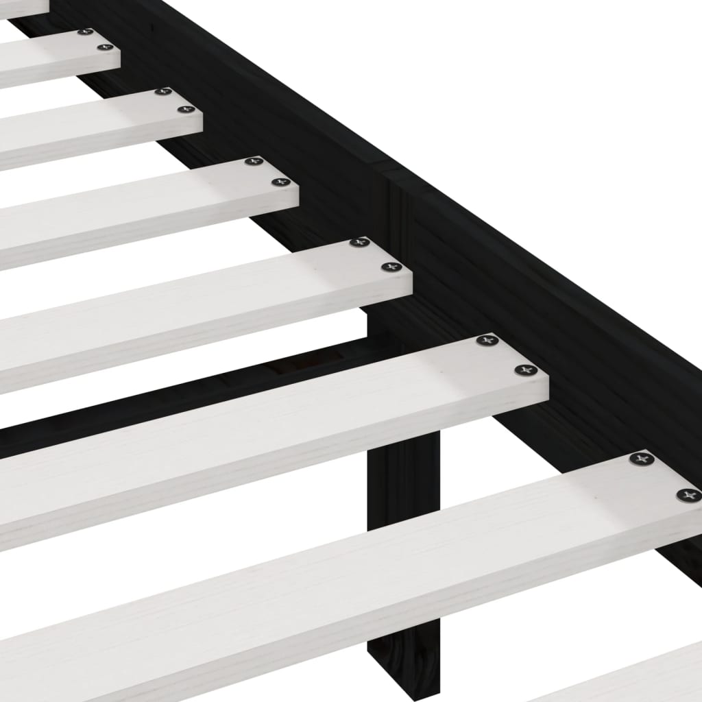 Bed Frame without Mattress Black 150x200 cm King Size  Solid Wood Pine