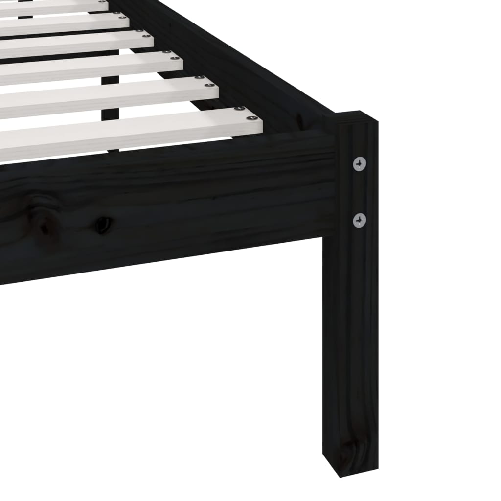 Bed Frame without Mattress Black 150x200 cm King Size  Solid Wood Pine