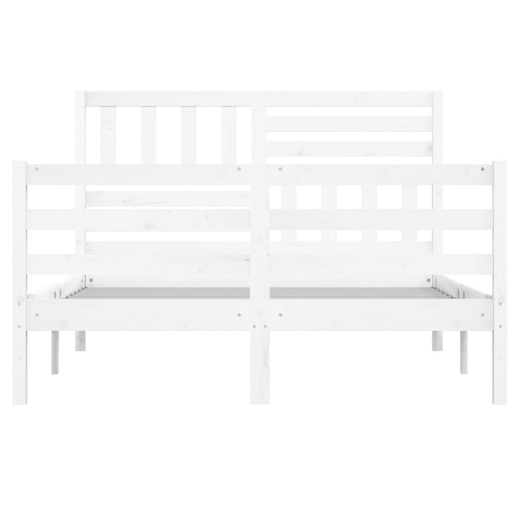 Bed Frame without Mattress White Solid Wood 140x200 cm