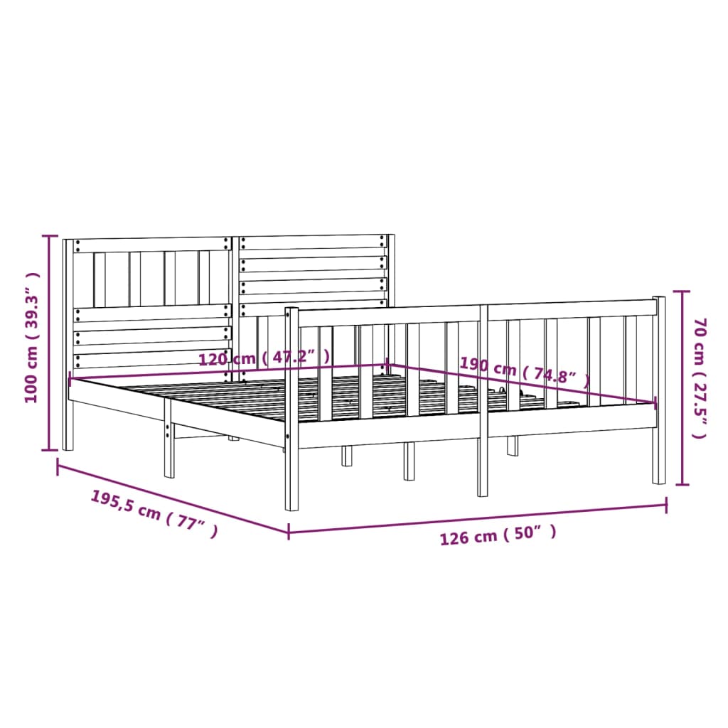 Bed Frame without Mattress Small Double Solid Wood