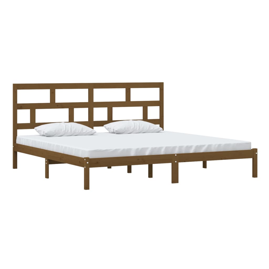 3101241 vidaXL Bed Frame without Mattress Honey Brown Solid Wood Pine 200x200 cm (810040+814217)