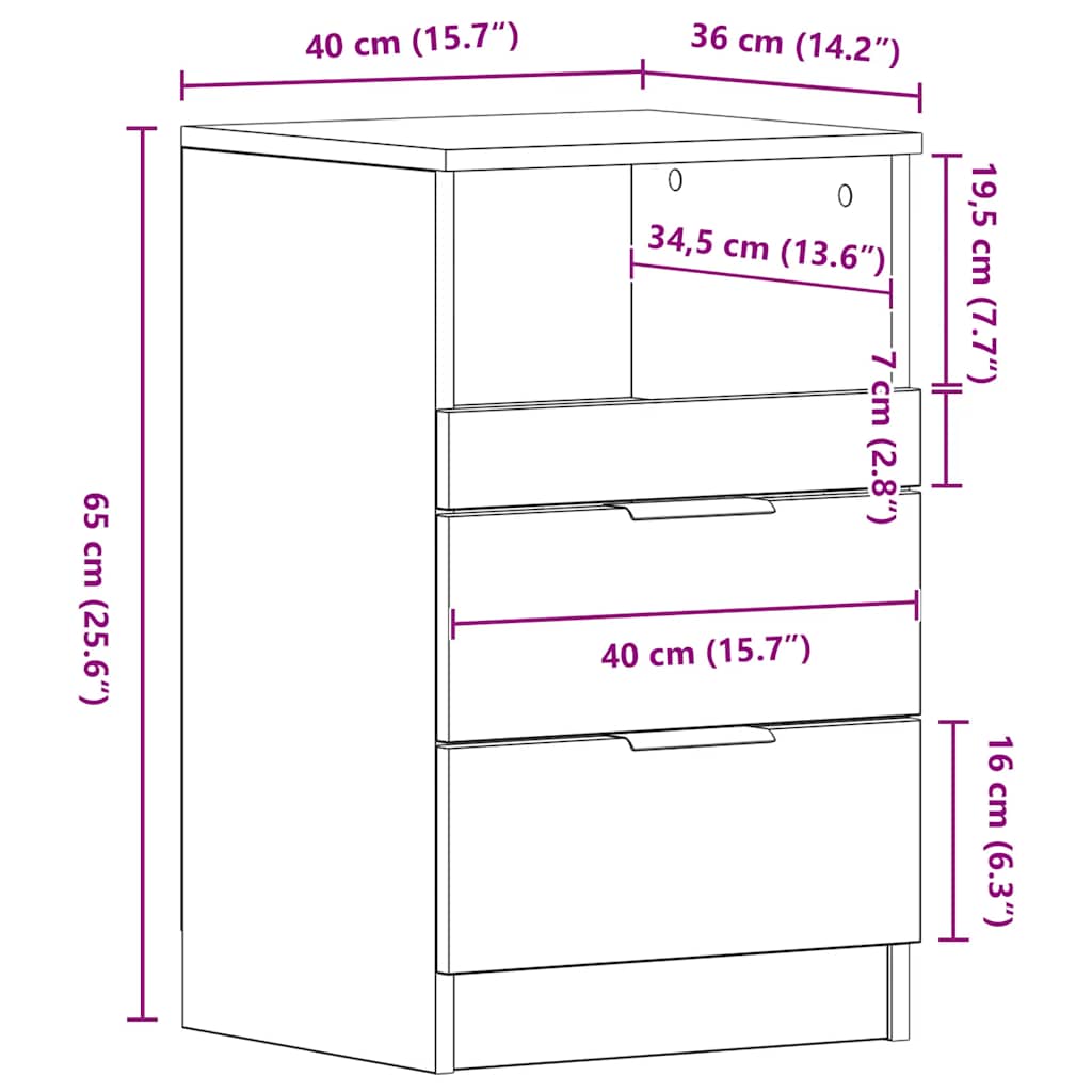 Bedside Cabinet Black Engineered Wood