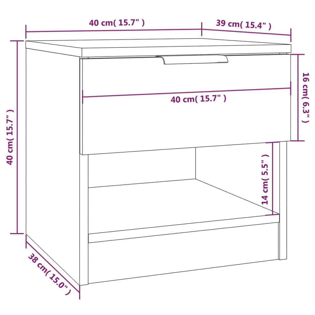 Bedside Cabinets 2 pcs Grey Sonoma Engineered Wood