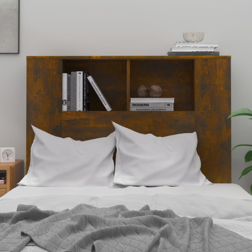 Headboard Cabinet Smoked Oak 100x18.5x102.5 cm