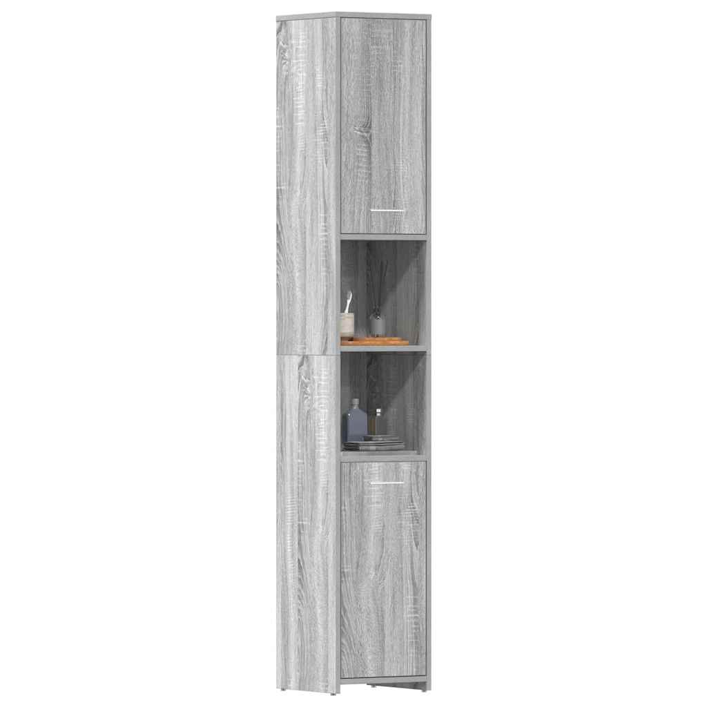 Bathroom Cabinet Grey Sonoma 30x30x183.5 cm Engineered Wood