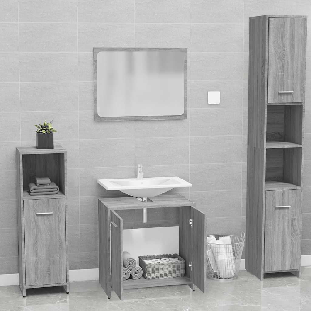 Bathroom Furniture Set Grey Sonoma Engineered Wood