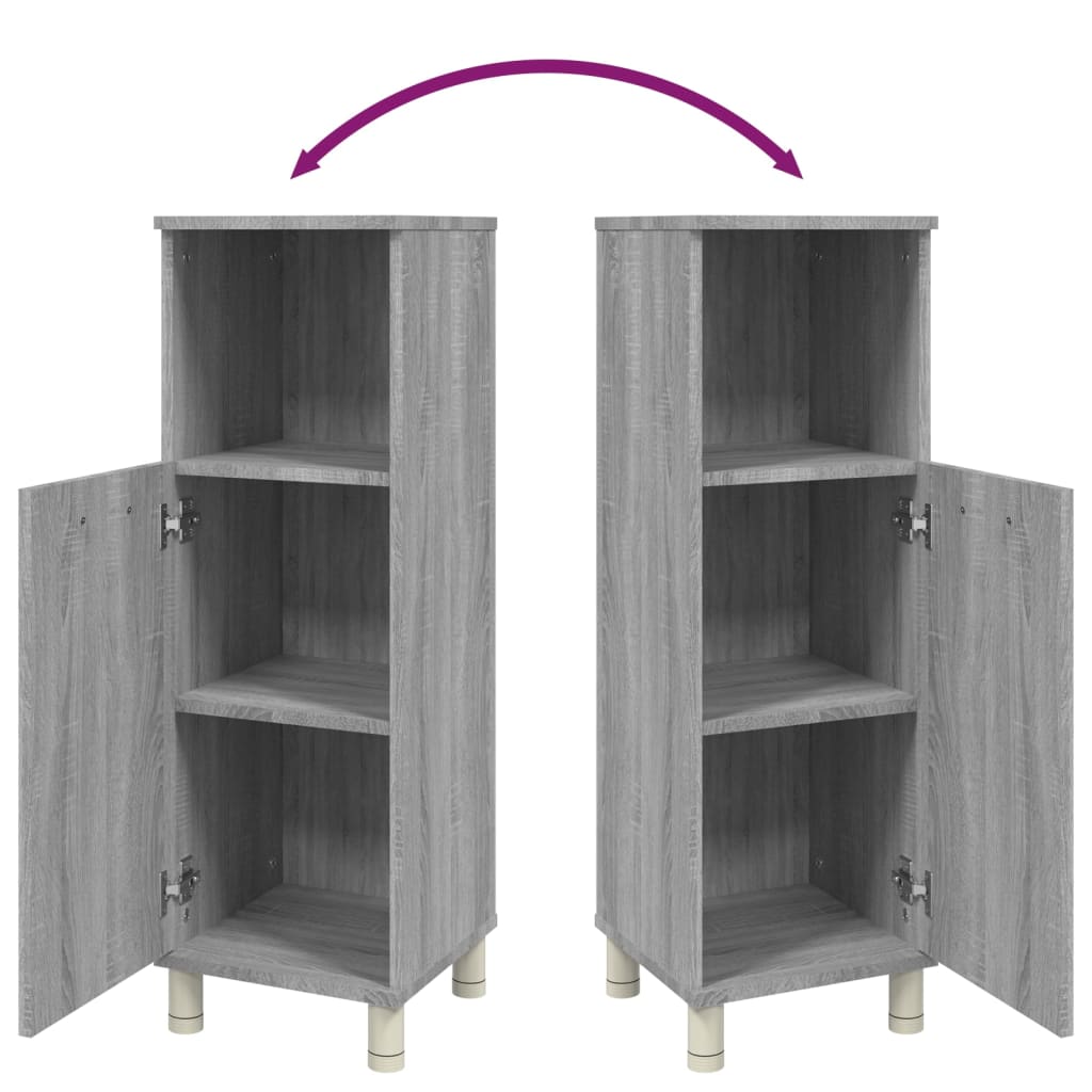 Bathroom Cabinet Grey Sonoma 30x30x95 cm Engineered Wood