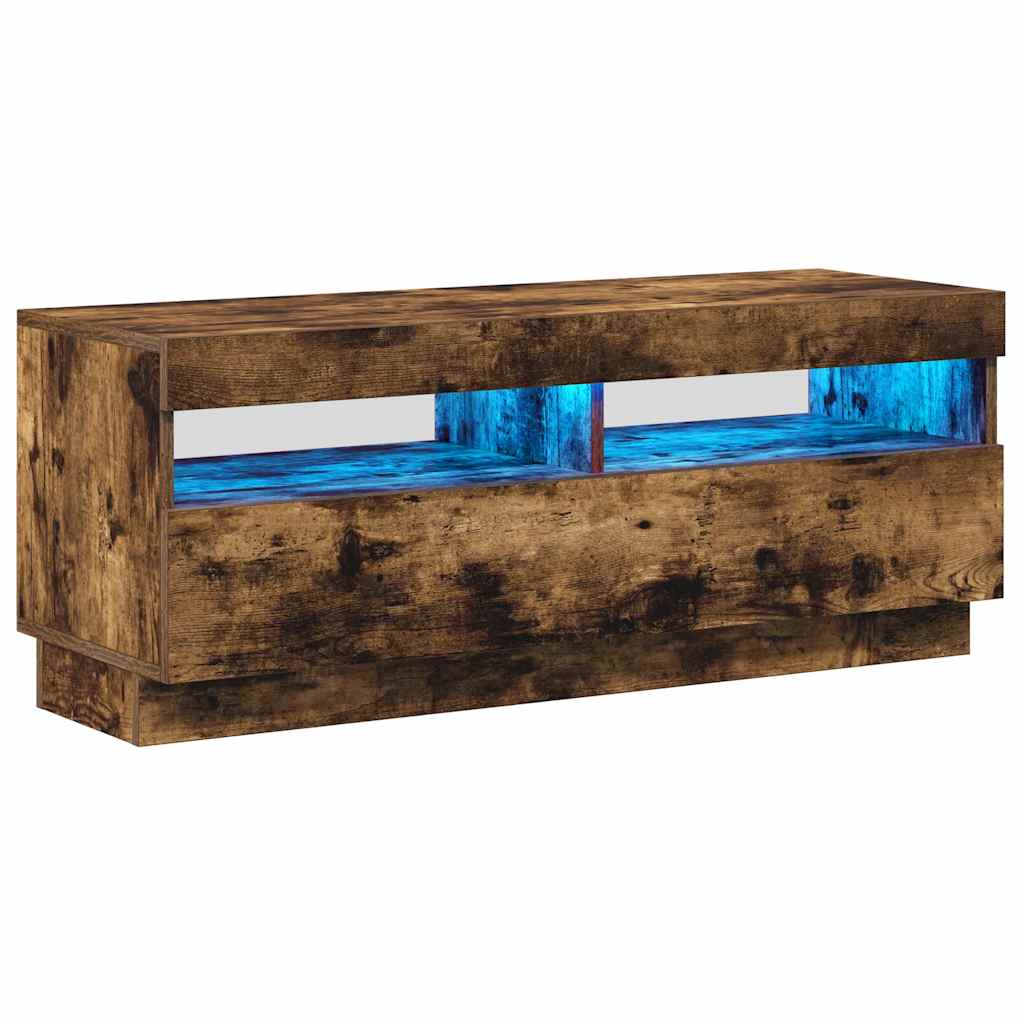 TV Cabinet with LED Lights Smoked Oak 100x35x40 cm