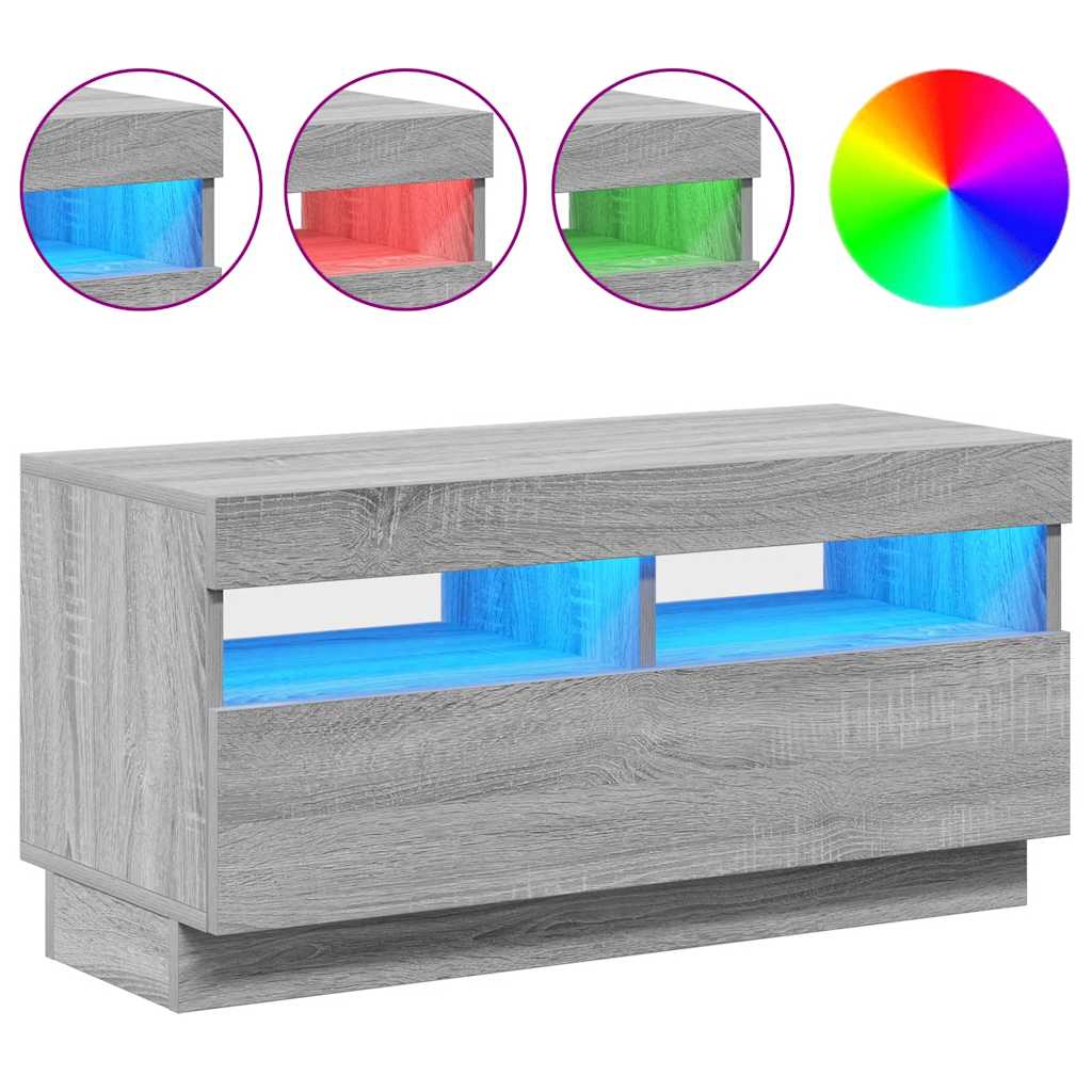 TV Cabinet with LED Lights Grey Sonoma 80x35x40 cm