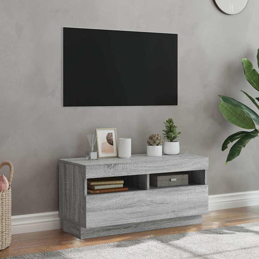 TV Cabinet with LED Lights Grey Sonoma 80x35x40 cm