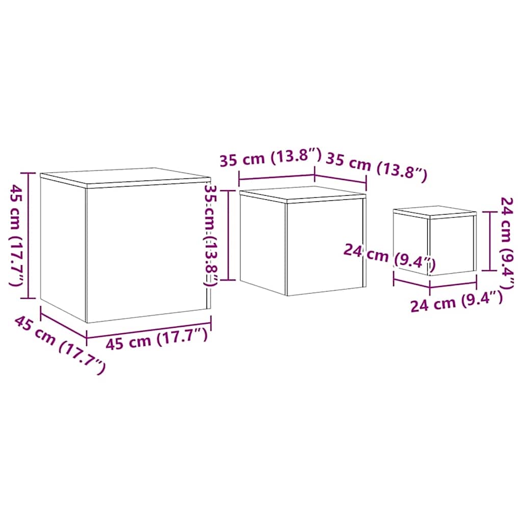 Side Tables 3 pcs Smoked Oak Engineered Wood