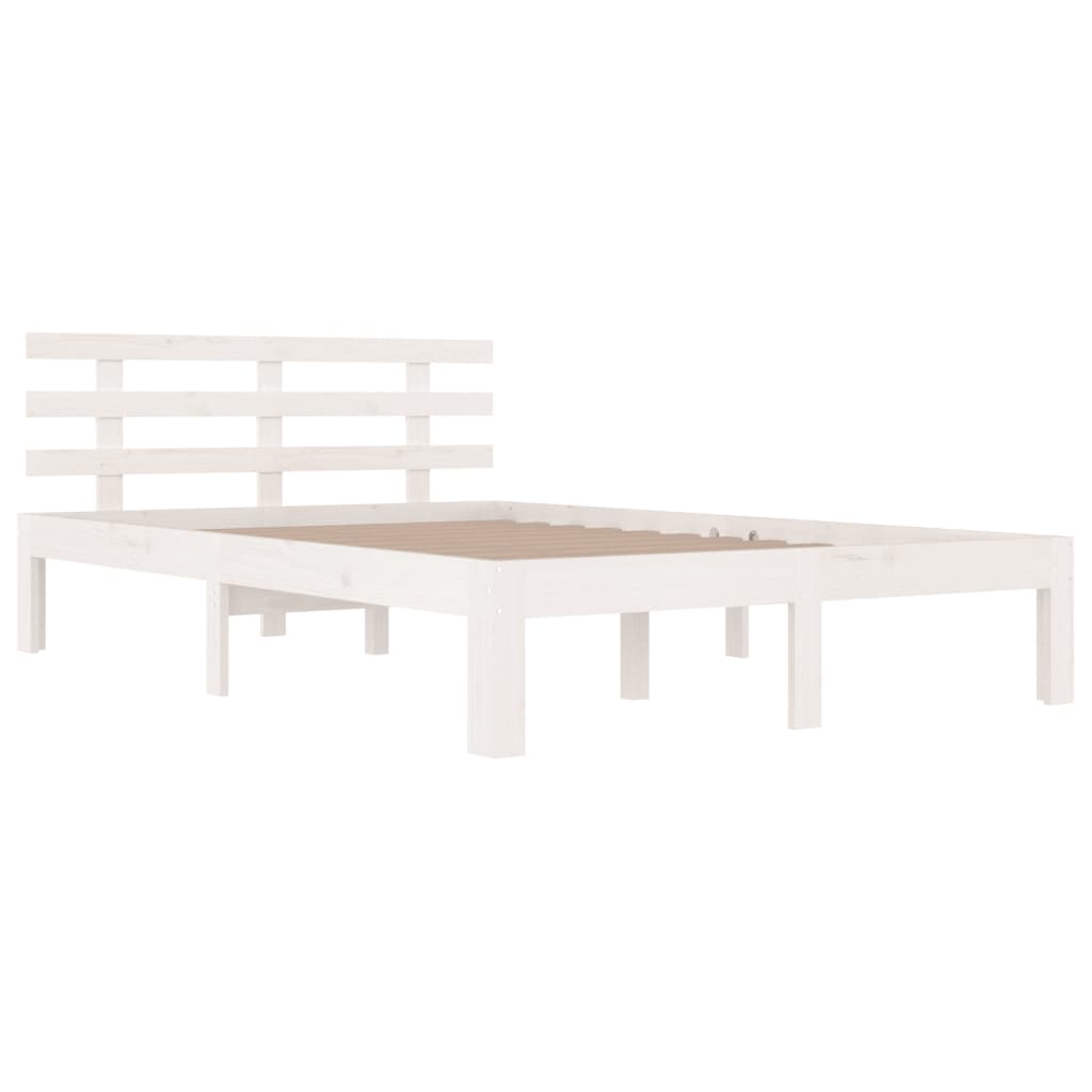 Bed Frame without Mattress White Solid Wood 150x200 cm King Size King Size