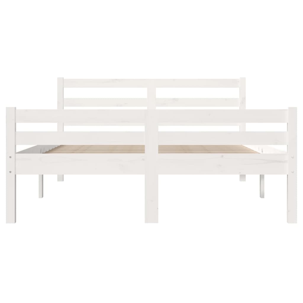 Bed Frame without Mattress White Solid Wood 135x190 cm Double Double