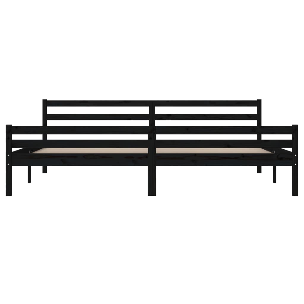 Bed Frame without Mattress Black Solid Wood 200x200 cm