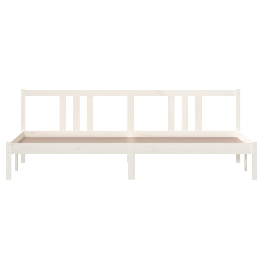 Bed Frame without Mattress White Solid Wood 200x200 cm