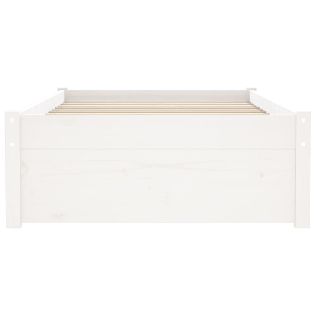 Bed Frame without Mattress White Solid Wood 75x190 cm Small Single