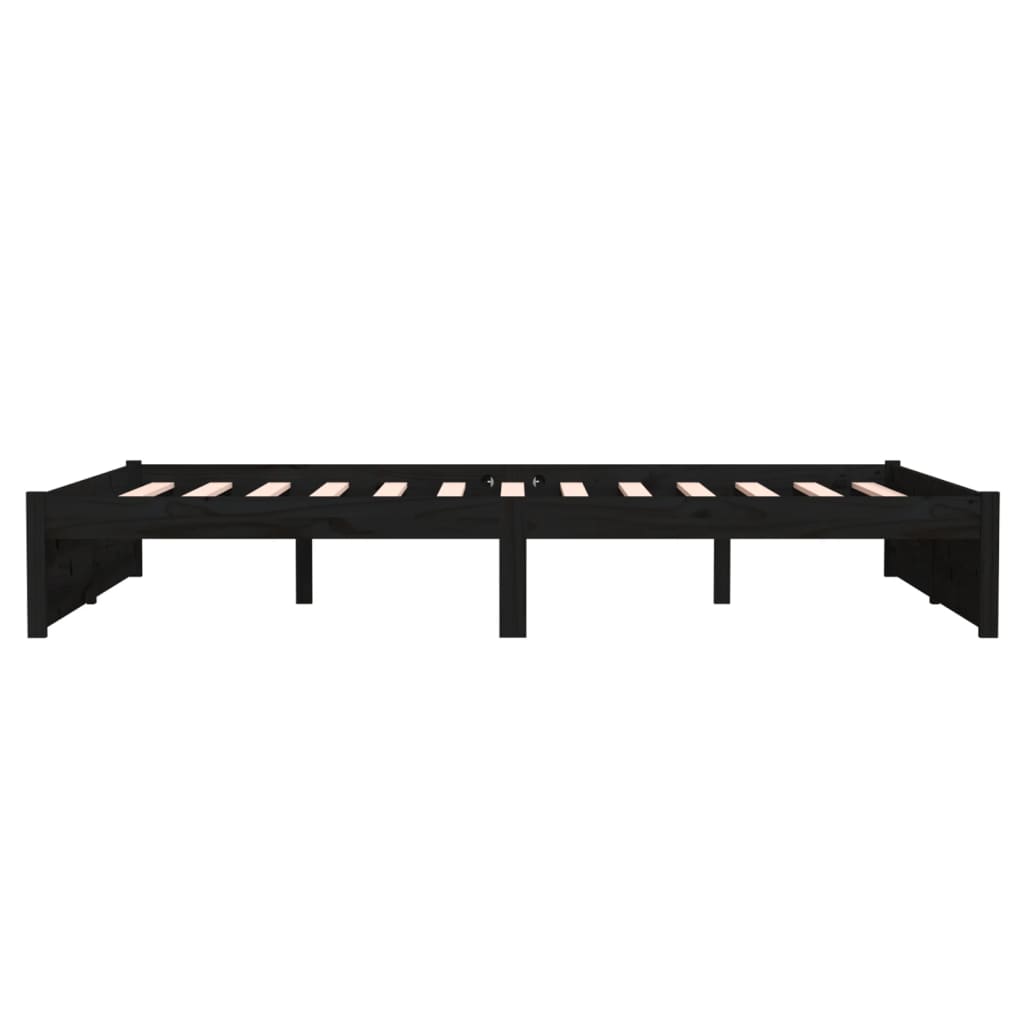 Bed Frame without Mattress Black Solid Wood 140x190 cm