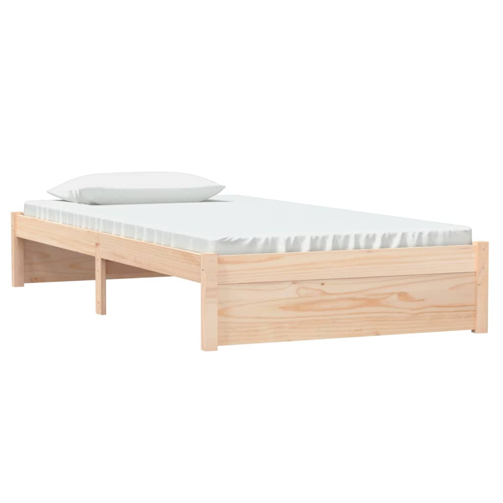 Bed Frame without Mattress White Solid Wood 100x200 cm