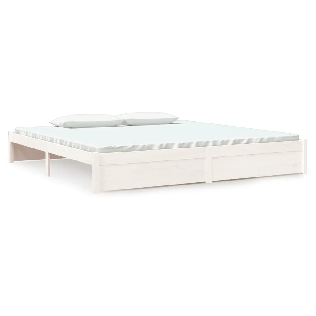 Bed Frame without Mattress White Solid Wood 200x200 cm