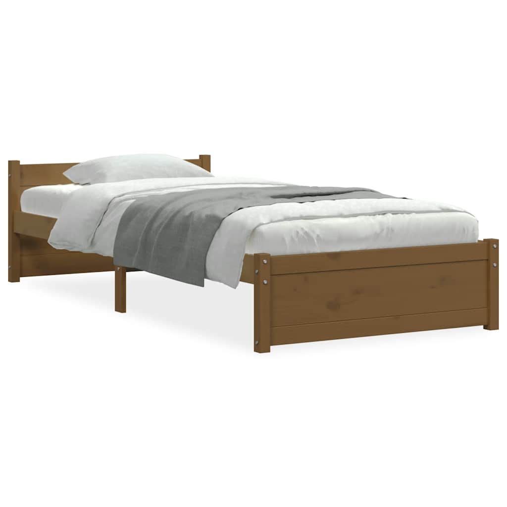 Bed Frame without Mattress Honey Brown Solid Wood 75x190 cm Small Single