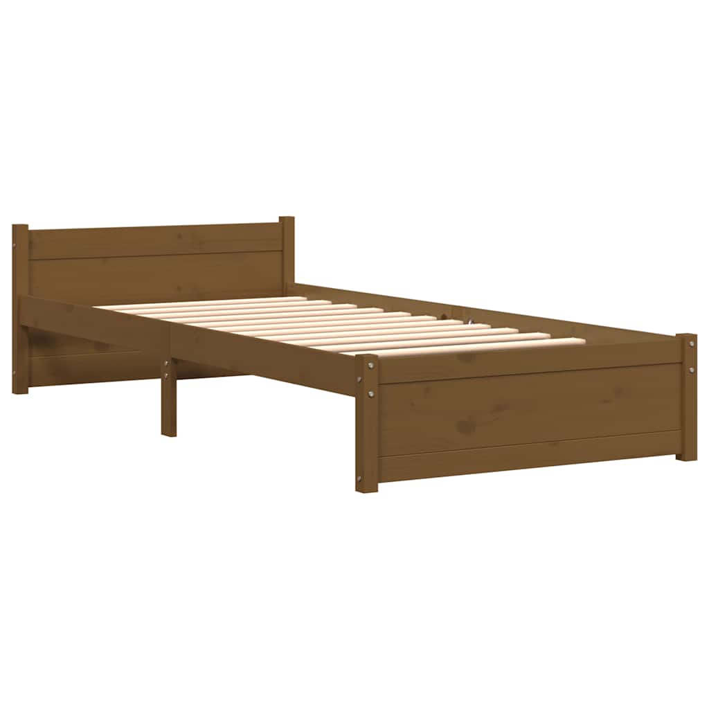 Bed Frame without Mattress Honey Brown Solid Wood 75x190 cm Small Single