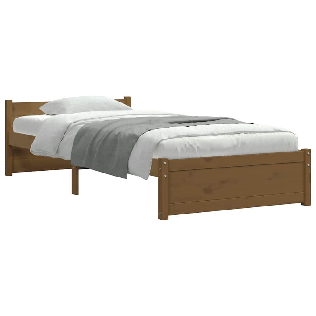 Bed Frame without Mattress Honey Brown Solid Wood 75x190 cm Small Single