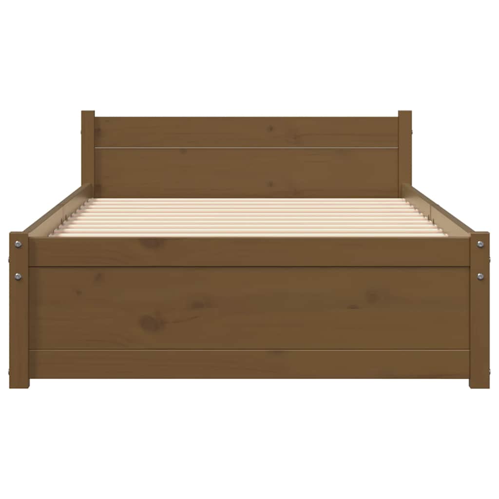 Bed Frame without Mattress Honey Brown Solid Wood 75x190 cm Small Single
