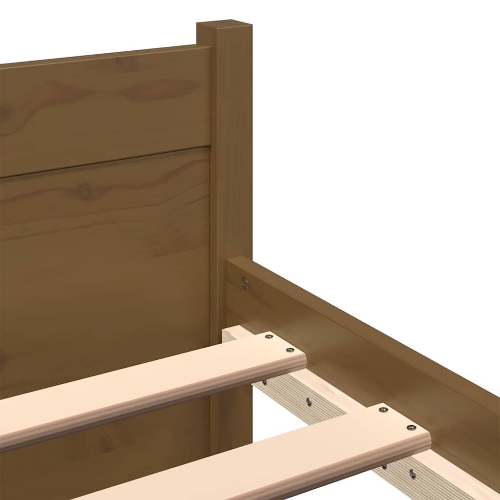 Bed Frame without Mattress Honey Brown Solid Wood 75x190 cm Small Single