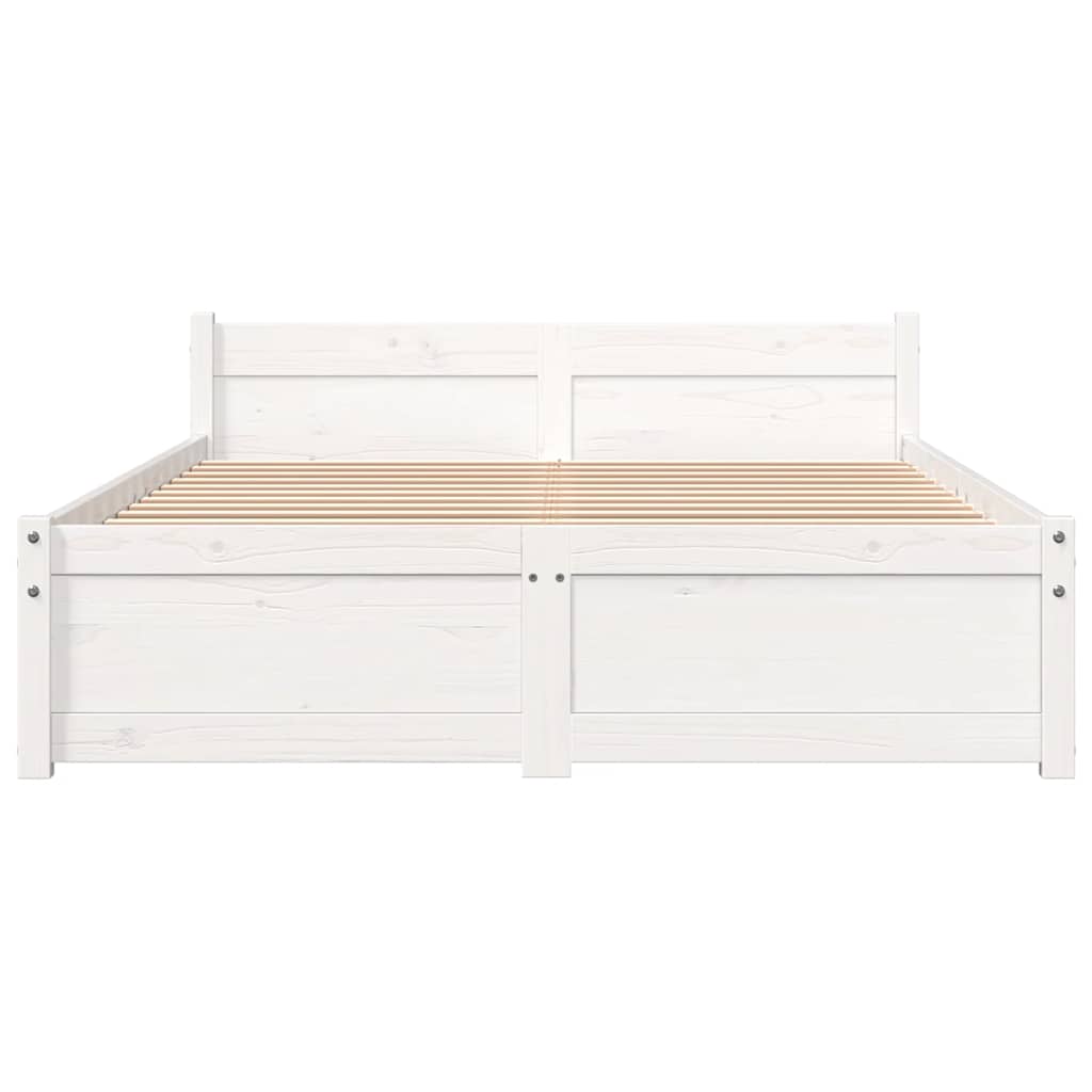 Bed Frame without Mattress White Solid Wood 120x190 cm Small Double