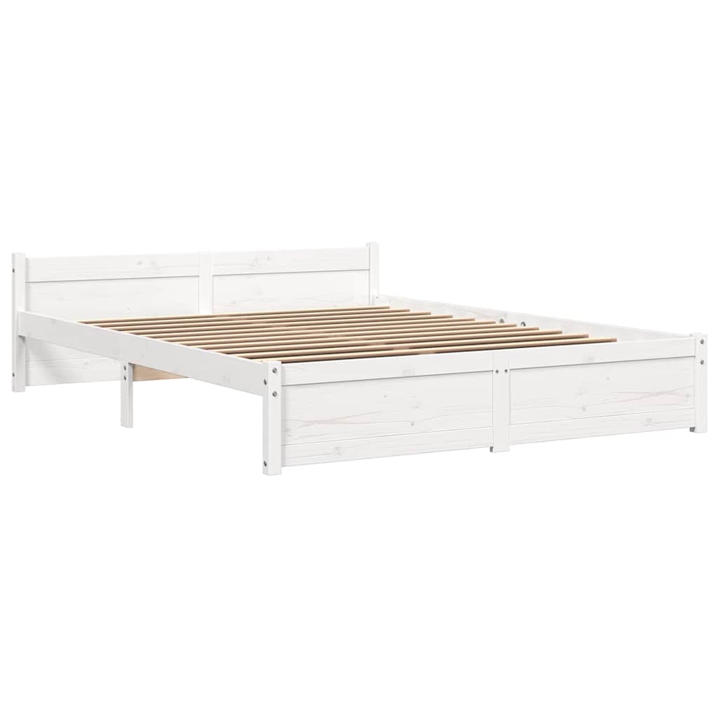 Bed Frame without Mattress White Solid Wood 140x190 cm