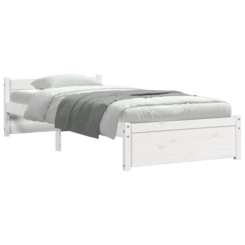 Bed Frame without Mattress White Solid Wood 100x200 cm