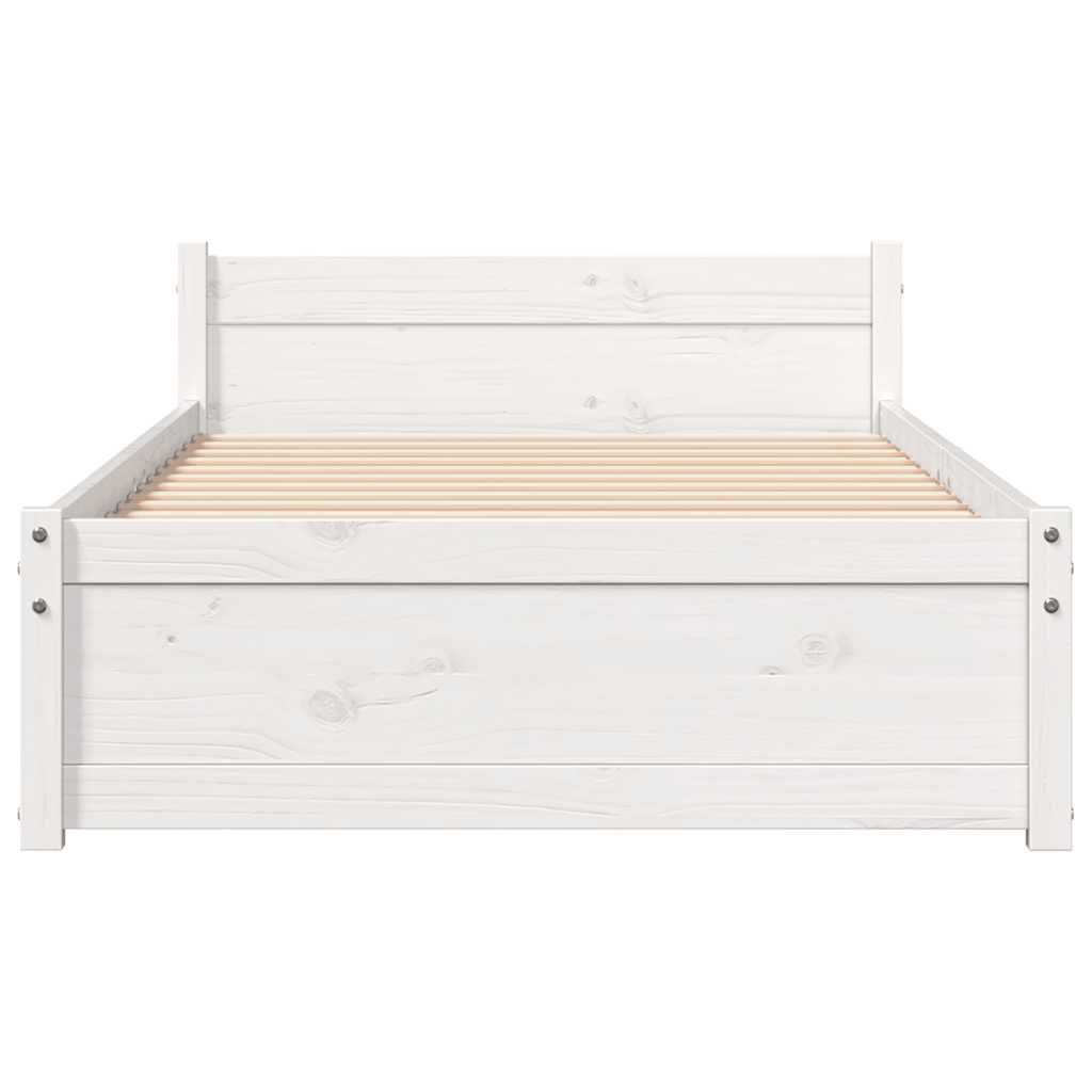 Bed Frame without Mattress White Solid Wood 100x200 cm